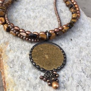 COPY - Silpada Tiger's Eye, Bronze Pearl, and Brass Necklace